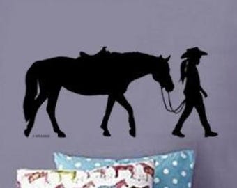 Horse Pony Wall Decal Cowgirl Western Sticker Girls Room