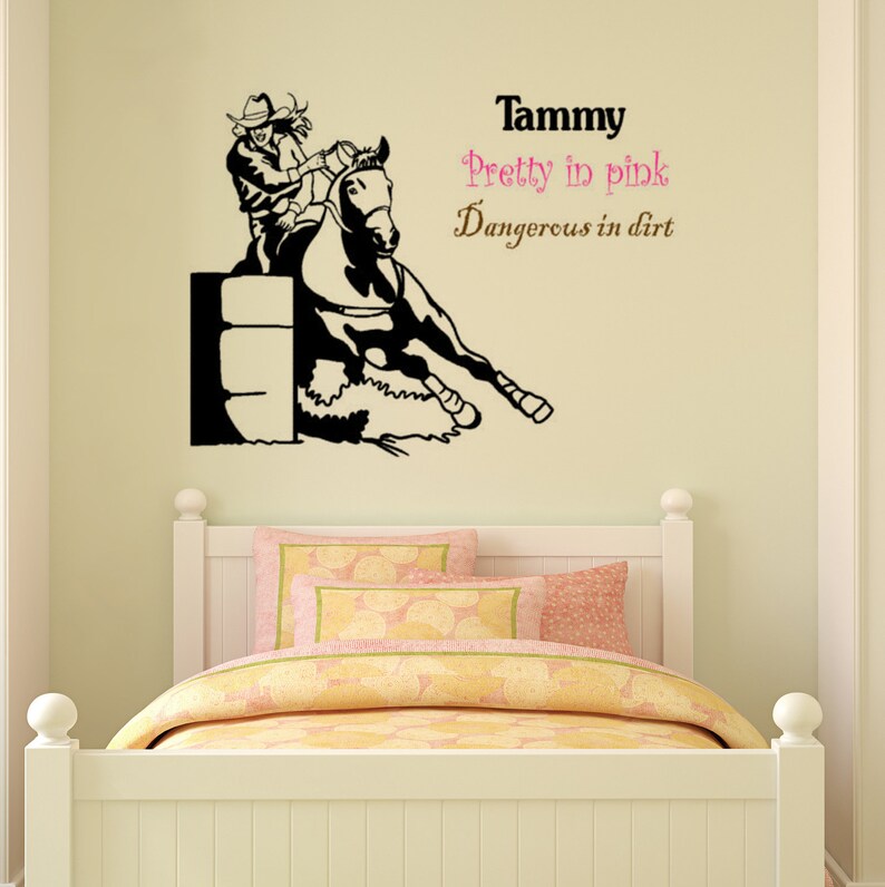 Horse Wall Decal Personalized Girls Name Barrel Racer Sticker Pony E 28 X 37 Inches