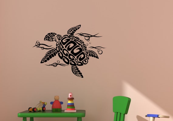 Sea Turtle Wall Decal Ocean Girls Bedroom Decor Playroom Teen Girl Baby Nursery Sticker Dorm Room Vinyl 20 X 28 Inches - Baby Sea Turtles Wall Decals