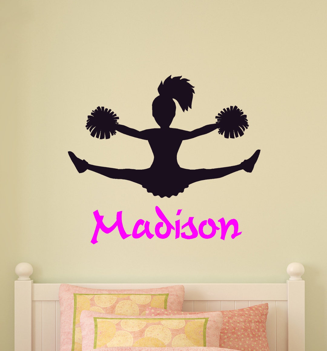 Cheerleader Wall Decal Girls Bedroom Personalized Room Decor Team Cheer