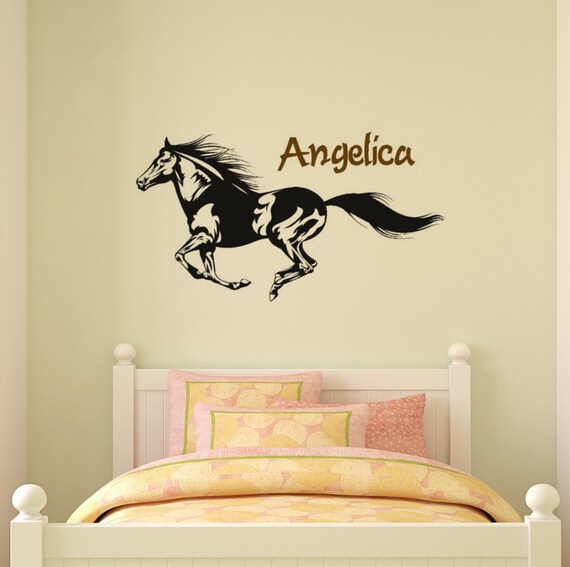Horse Decal Name Wall Decal Girls Bedroom Personalized Wall Etsy