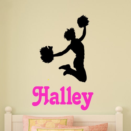 Sports Wall Decal Cheerleader Silhouette Girl Bedroom Vinyl Etsy