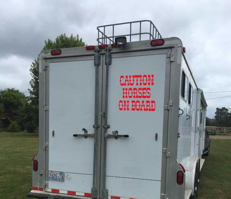 Horse Show Trailer Caution Horses Decal Vehicle Safety Design image 1