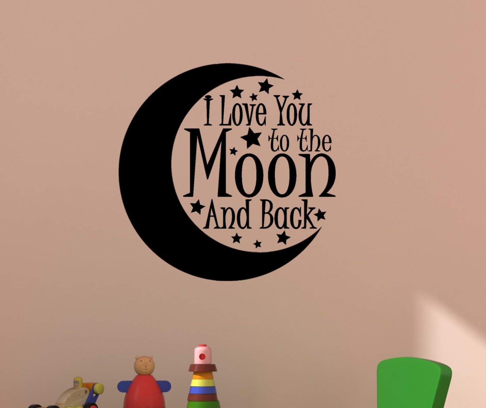 Nursery Wall Decal Moon and Back Quote Kids Room Childs Etsy