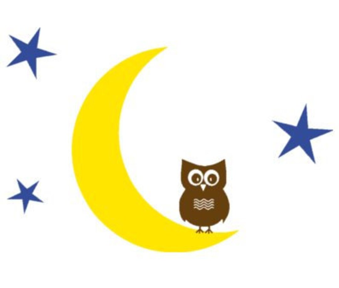 Nursery Decal Owl Decal Moon Decal Star Wall Sticker Baby Etsy