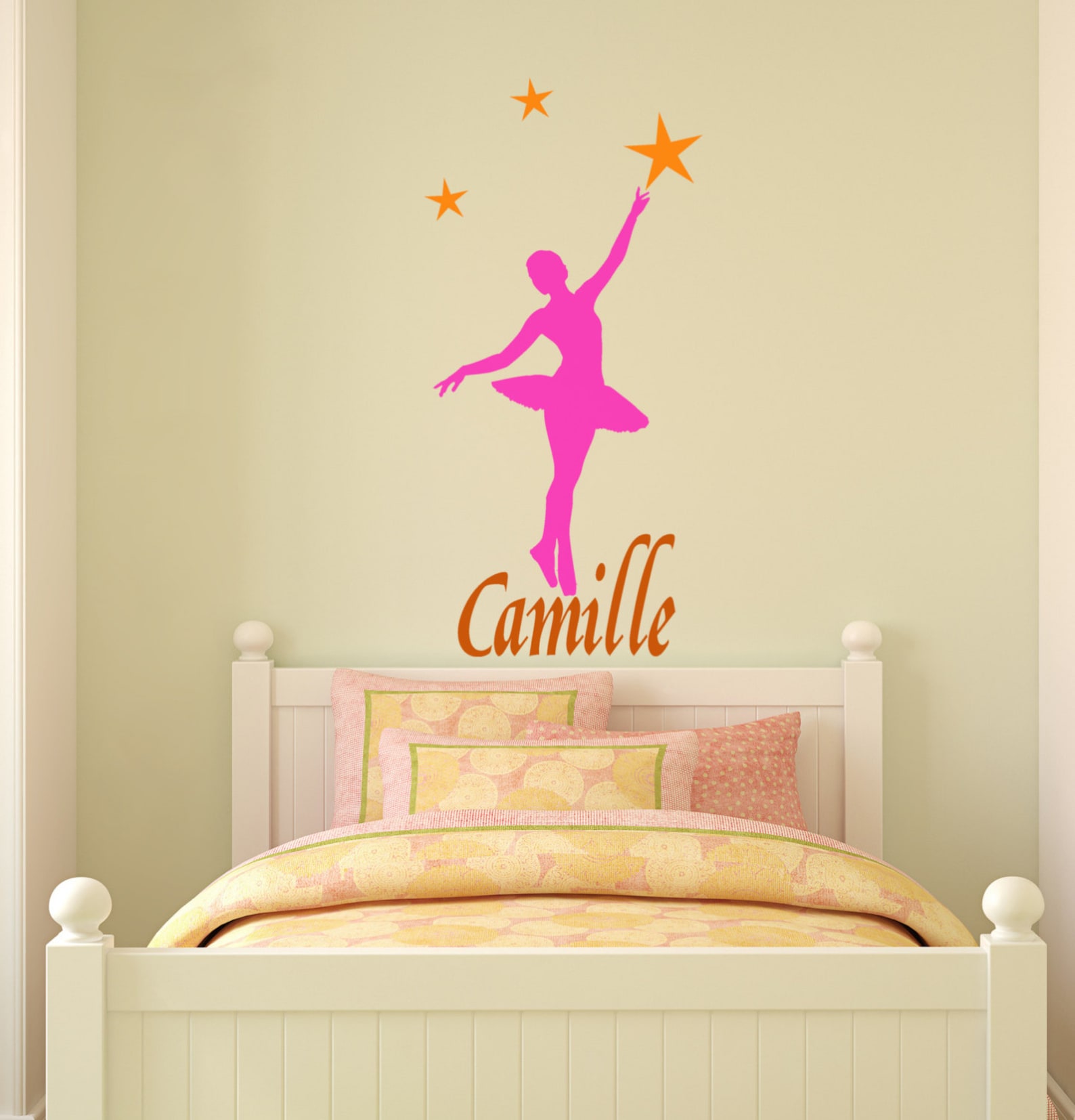 ballerina dancer wall decal, ballet sticker, name decal, girls bedroom personalized decal, teen room sticker, star decal, 19 x 4 ballerina dancer wall decal, ballet sticker, name decal, girls bedroom personalized decal, teen room sticker, star decal, 19 x 4