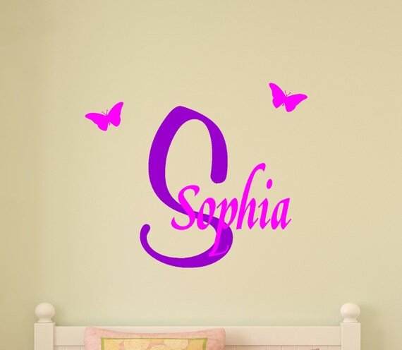 Girl Name Wall Decals Personalized Decal Butterfly Vinyl Sticker Nursery aa209 
