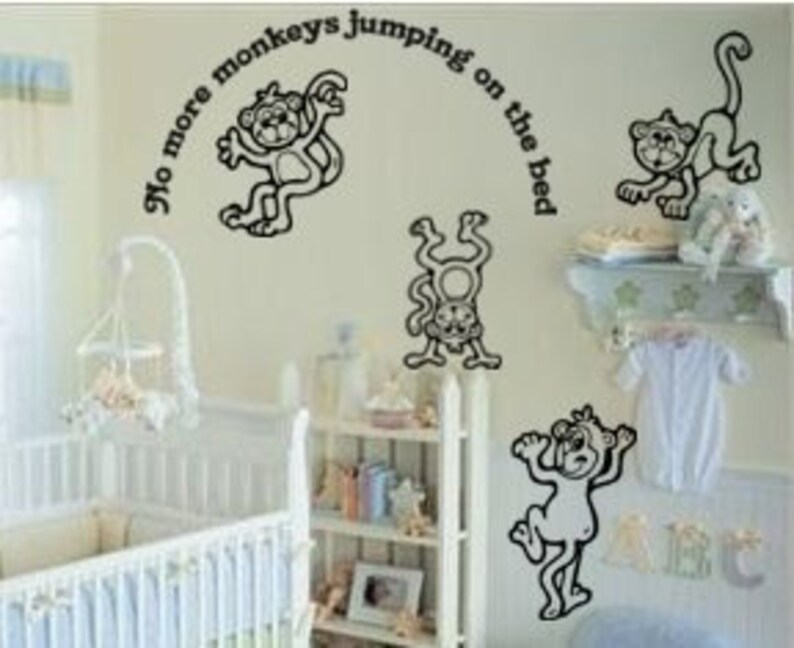 Nursery Wall Words Decal Kids Room Monkey Wall Sticker Etsy