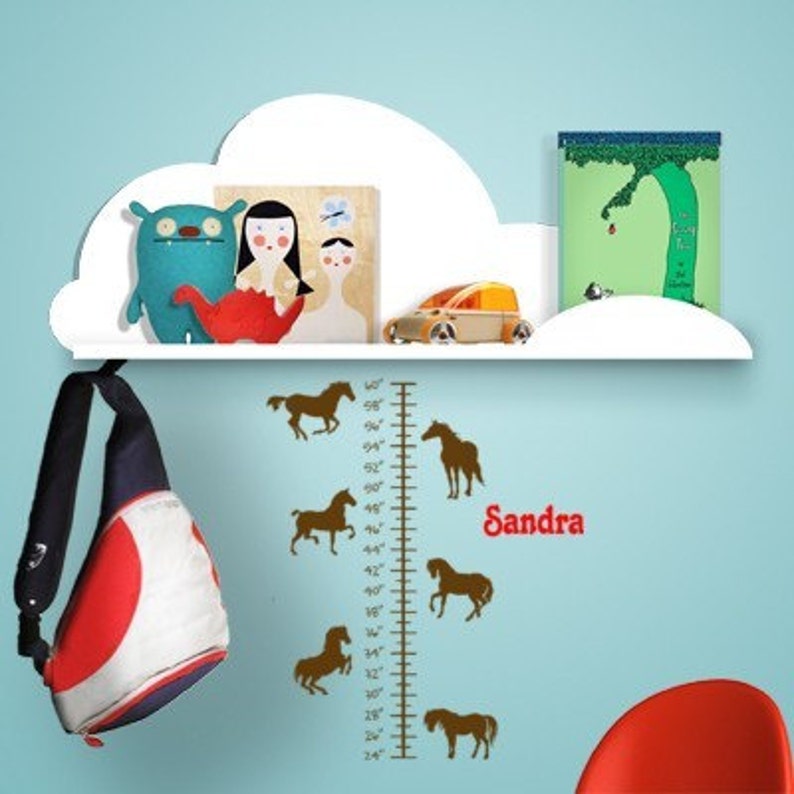 Growth Chart Wall Decal Horses Decal Girls Name Sticker Etsy