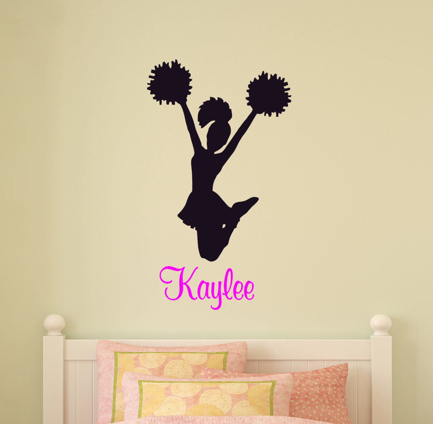 Cheerleader Wall Decal Girls Bedroom Personalized Room Decor Etsy