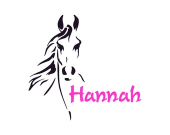 Horse Wall Decal, Personalized Girls Name Sticker, Pony Mustang, Tween Teen Bedroom Decor, Western Horse Decal For Girls Room, Name Letters
