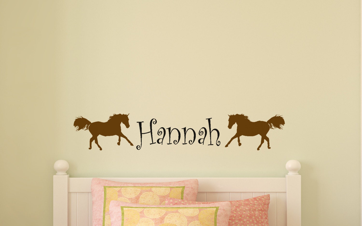 Horse wall decal Name sticker Girls bedroom decal Childs Etsy