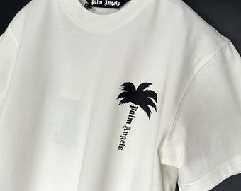Duty PAID - Palm Angels White T-Shirt: Palm Print, Size L