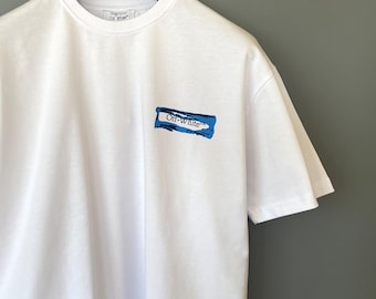 Off-White Blurred Logo on Heart Black T-shirt Size XL