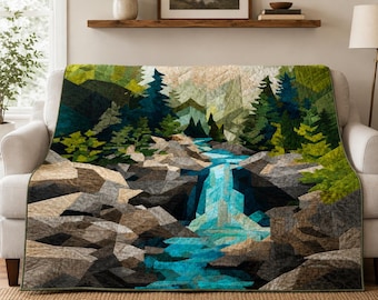 Riverlight 2414 Waterfall Quilt Pattern, Forest Landscape Wall Hanging (Printed Pattern)