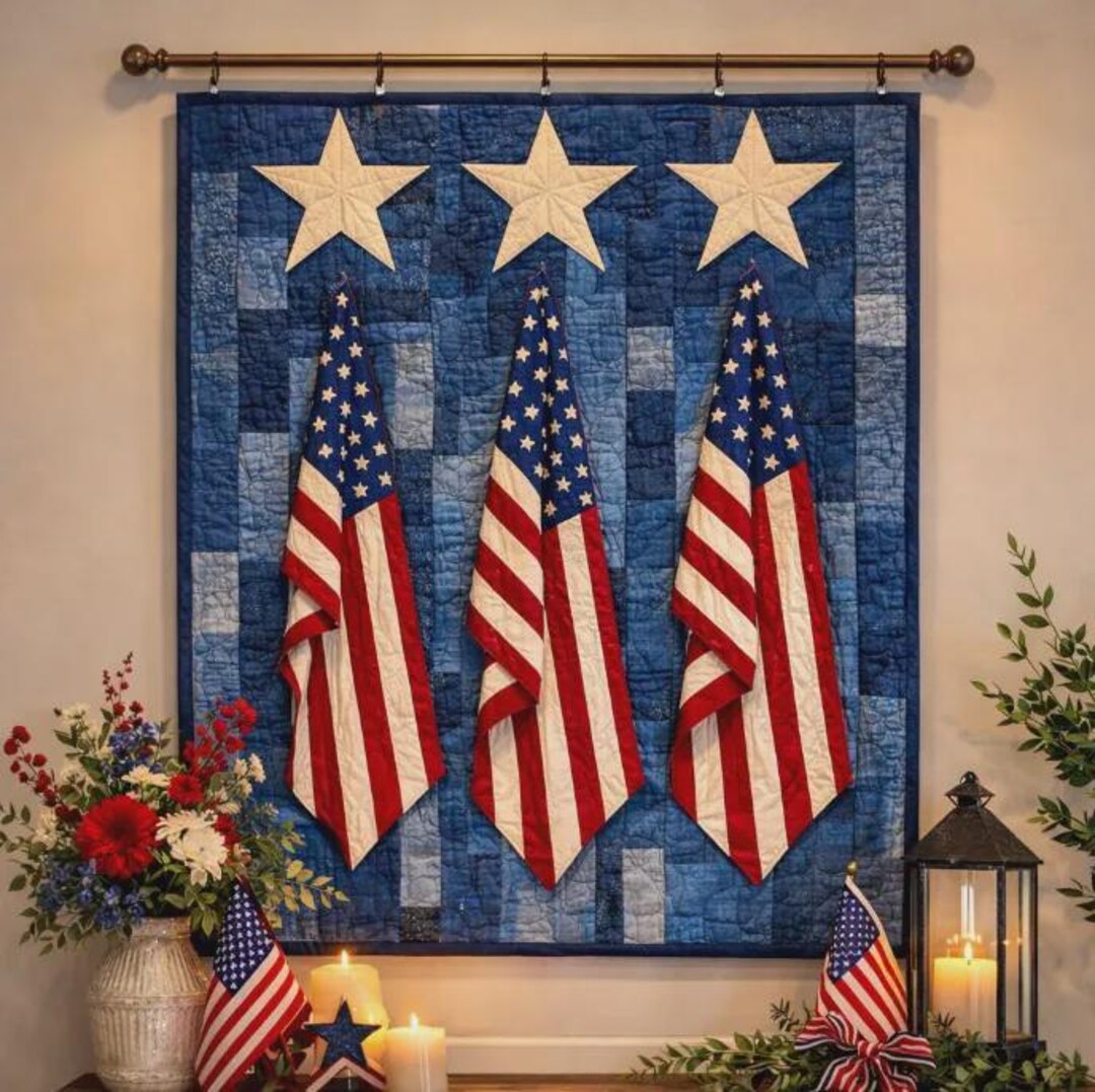 Three Flags Rising 3236T Quilt Pattern – Patriotic Wall Hanging Decor ...
