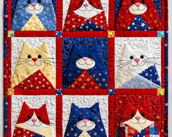 Patriotic Kitten Quilt Pattern –  Unity Kitties 3210T Americana Cats, 4th of July Sewing Project