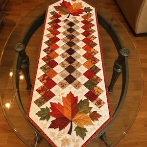 Autumn Memories 03819T  Maple Leaf Table Runner Quilt Pattern – Patchwork Fall Decor (Printed Paper)