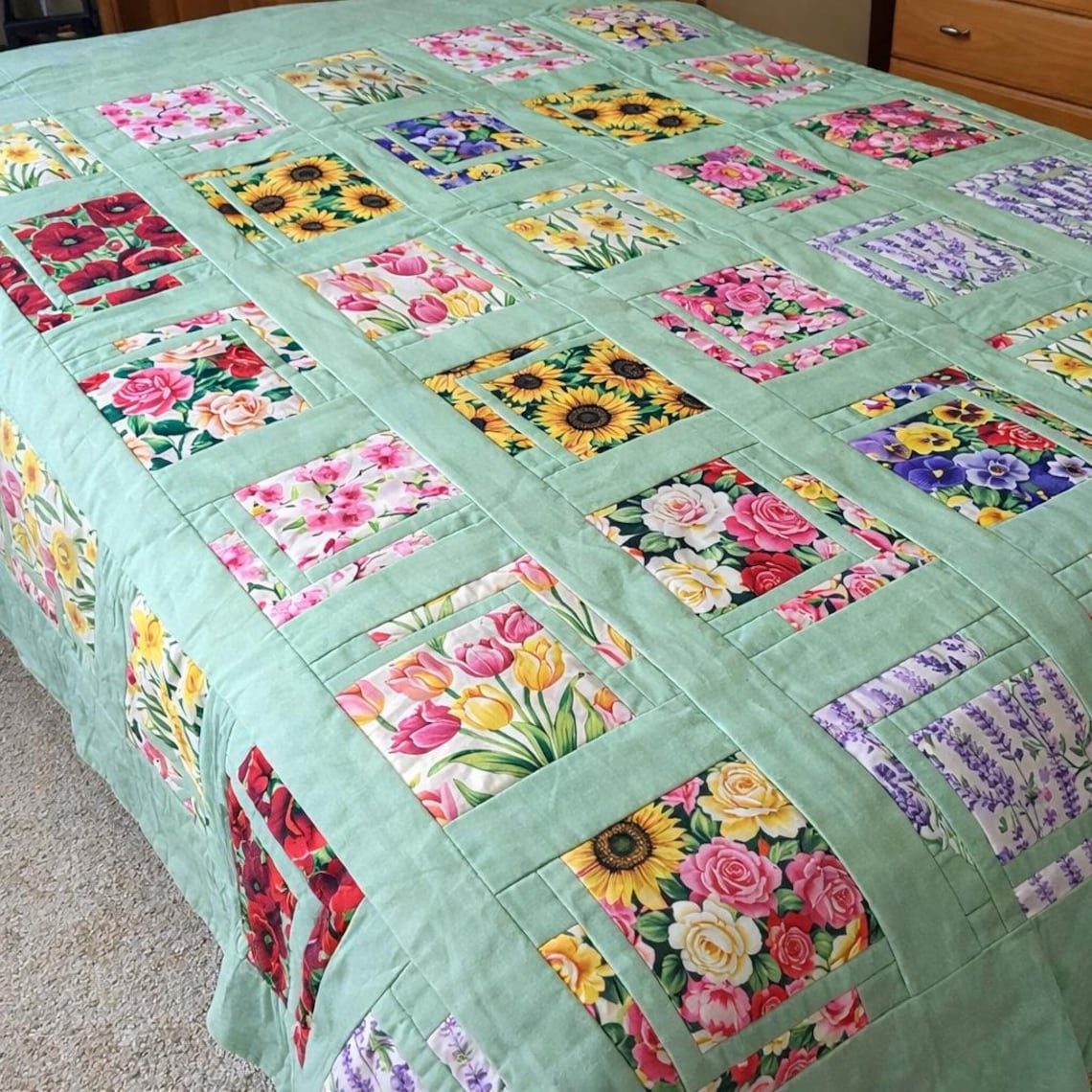 Quilt Pattern For Spring Floral Patchwork Quilt Pattern – Spring Petals 3267T Sewing Project ...
