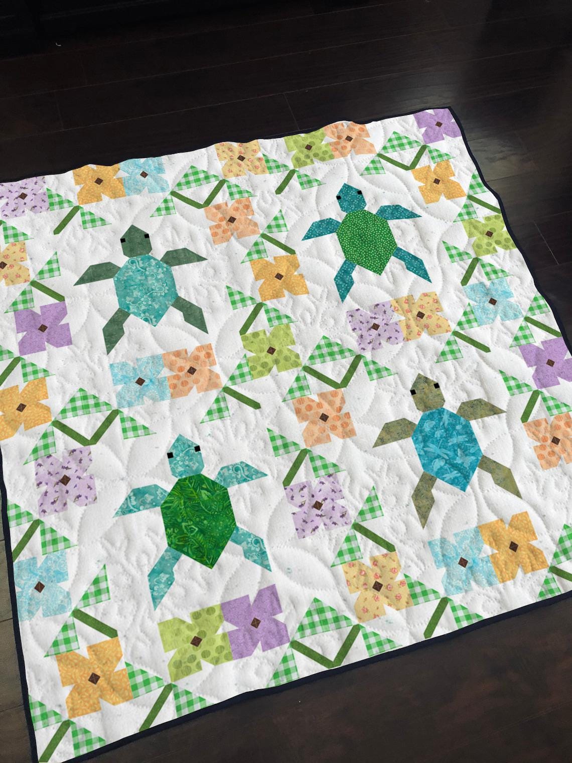 Turtle Garden Quilt Pattern: Woodland Nursery Decor (Printed Pattern)