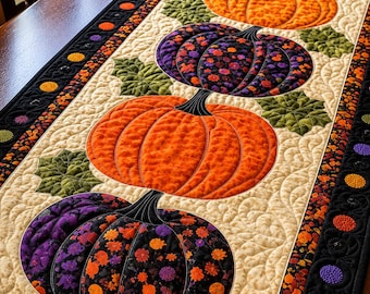 Pumpkin Waltz 1998 Runner Quilt Pattern, Autumn Applique Decor, Halloween Harvest Runner
