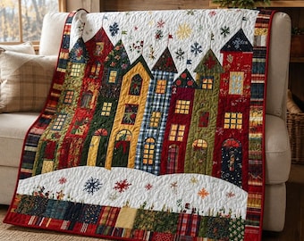 Christmas Village 3020T Quilt Pattern, Applique Holiday House Art Quilt