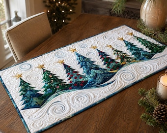 Glimmering Grove 2539 Quilt Table Runner Pattern, Winter Forest Christmas Trees, Printed Sewing Instructions