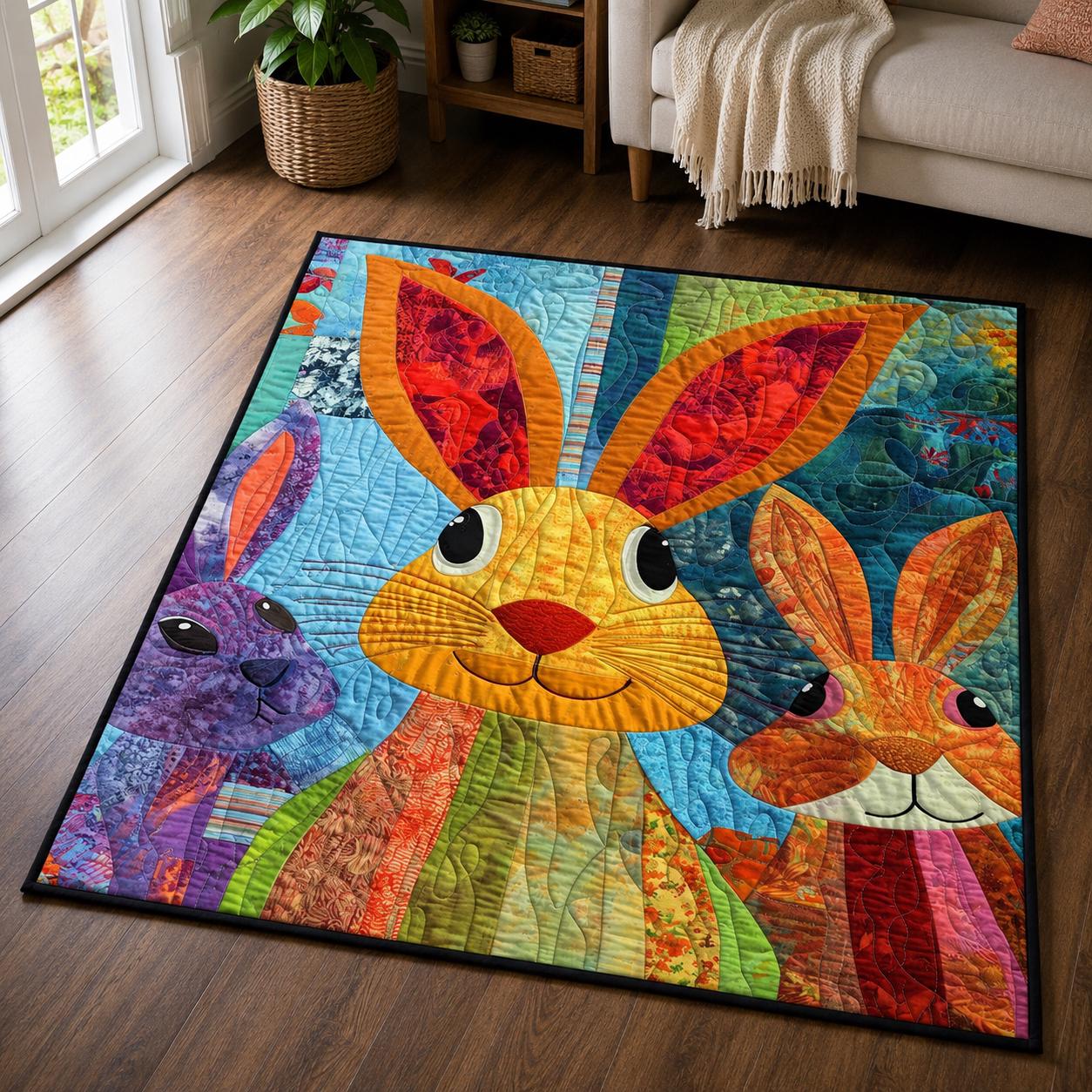 Quilted Rabbit Pattern Rainbow Rabbits Quilt Pattern - Etsy