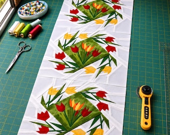 Tulip Tango 3130T Runner Quilt Pattern – Spring Floral Table Decor (18x52 inches)