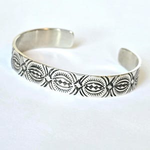 BEAUTIFUL Vintage Geneva Ramone Signed Sterling Silver Navajo Cuff Bracelet 6.5" 23g 925