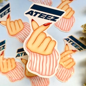 Ateez Korean Heart Vinyl Holographic Sticker / Water Resistant Ateez Sticker For Laptops, Journals, Lightsticks And More / Ateez Logo Decal