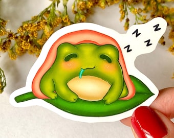 Cute Kawaii Frog Sticker Perfect for Journals, Laptops, and Notebooks / Water Resistant Frog Stickers / Adorable Vinyl Frog Decal