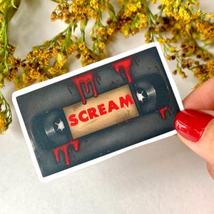 Scream VHS Tape Vinyl Sticker For Laptops, Journals and More / Water Resistant Scary Movie Themed Decal / 90’s Horror Sticker