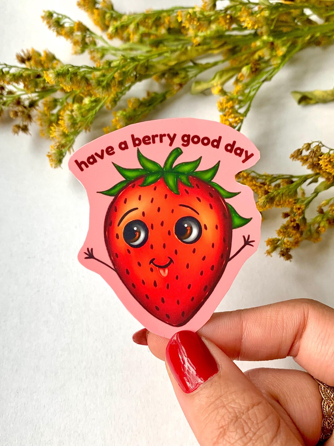 Cute Vinyl Strawberry Sticker for Laptops, Journals & More / Kawaii ...