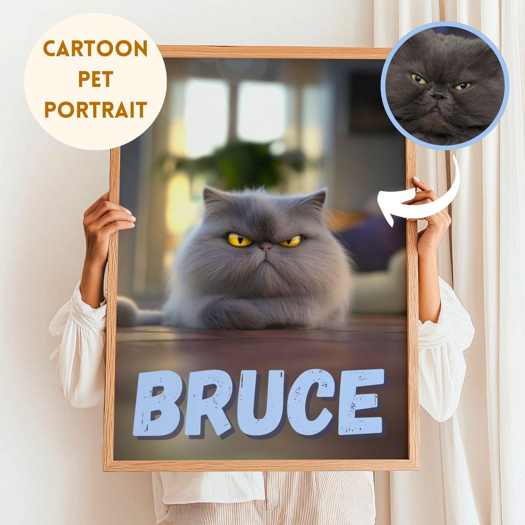 Custom Pixar-style Pet Portrait, Animation Portrait, Personalized ...