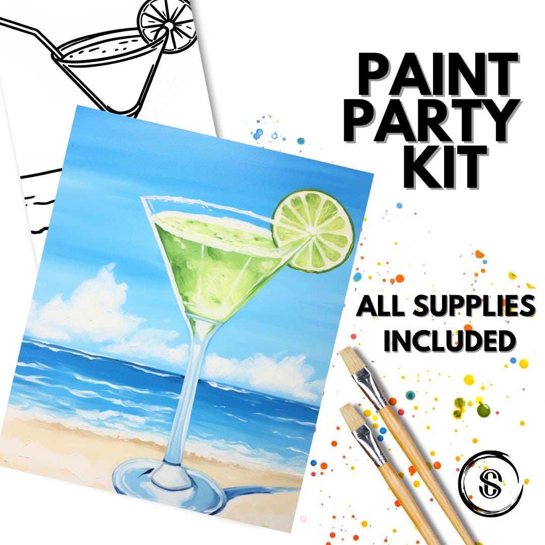 Sip and Paint Party Kit - Pre Drawn Canvas Templates - Great for Adults ...