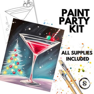 Christmas DIY Paint Party -  Pre Drawn Canvas - Holiday Fun - Paint and Sip - DIY Paint Party Kit - Fun at Home Painting - Gingerbread Man
