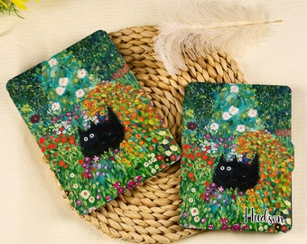 Oil Painting Black Cat in the Flower Field&#39; Kindle Case Custom For Paperwhite 1/2/3/4/5 Kindle 2024 2022 Case Paperwhite 6.8‘’ 7&#39;&#39; Case