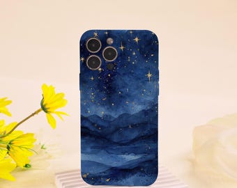 Starry Night Sky Full Coverage Glossy Soft iPhone Case for 17 16 15 14 13 12 Pro/Pro Max, 16e/Air, 13 12 Mini, X XS XR SE, Slim Fit Design