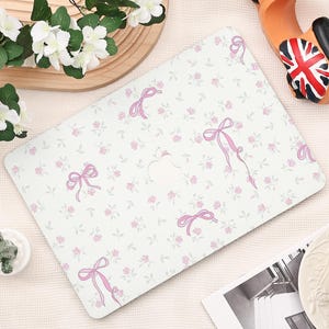 Pink Flower Bow MacBook Case for New Air 2025 13/15 inch MacBook Pro 14 16, Air 15 13 11, Macbook Pro 13/15, M2 M3 M4 Case, Laptop Cover