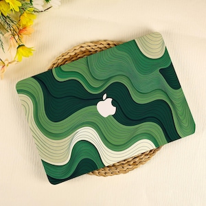 Green Wave Pattern MacBook Case Apple Laptop Sleeves Laptop Case 2025 MacBook Air15/13 Pro 13/14/15/16 2021 M2 2022 2024 M4 Macbook Case