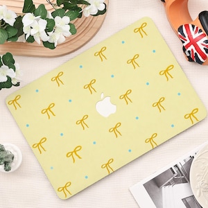 Yellow Bow MacBook Case for New Air 2025 13/15 inch MacBook Pro 14 16, Air 15 13 11, Macbook Pro 13/15, M2 M3 M4 Case, 2025 Laptop Cover