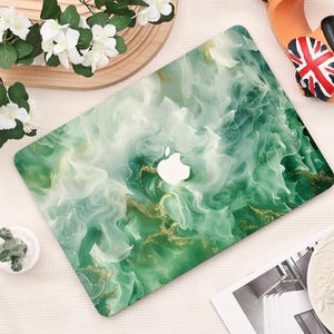 Green Gilt Ink Macbook Case MacBook 2025 Air 13/15 Inch Macbook Pro 13/14/15/16 inch M4 M3 M2, Macbook Hard Laptop 2025 2024 2023 Cover