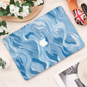 Blue Waves Macbook Case for Macbook 2025 Air 15/13 Pro 16/14 Inch 2019 Pro 16 2022 M2 2024 2025 New M3 M4 Hard Protective Case Laptop Cover