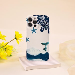Blue Sea Style All Inclusive Lens iPhone Case for iPhone 16e iPhone 16 15 14 13 12 11 Pro Max Plus iPhone 13 12 Mini iPhone X XS XR SE Case