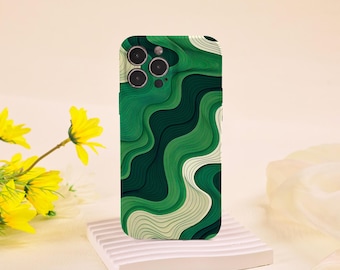 Green Wave Pattern All Inclusive Lens iPhone 16e iPhone 15/16, 12/13 Mini, iPhone 15 14 11 Pro iPhone 14 13 12 11 Pro Max Case 15 Plus Cover