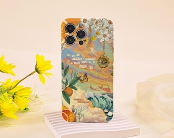 Cute Orange Flower iPhone Case for All New iPhone 17 Series iPhone 16 15 14 13 12 Pro Max, 15 14 Plus, 13 12 Mini X XS XR Glossy Soft Case