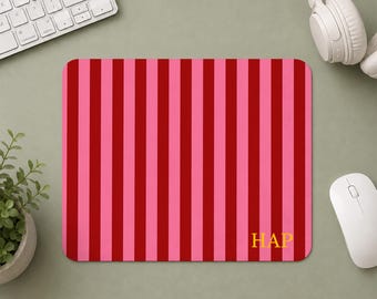Tapis de souris personnalisé rayures minimalistes, tapis de souris avec nom personnalisé, accessoire de bureau, cadeau collègue, cadeau de remerciement pour enseignant