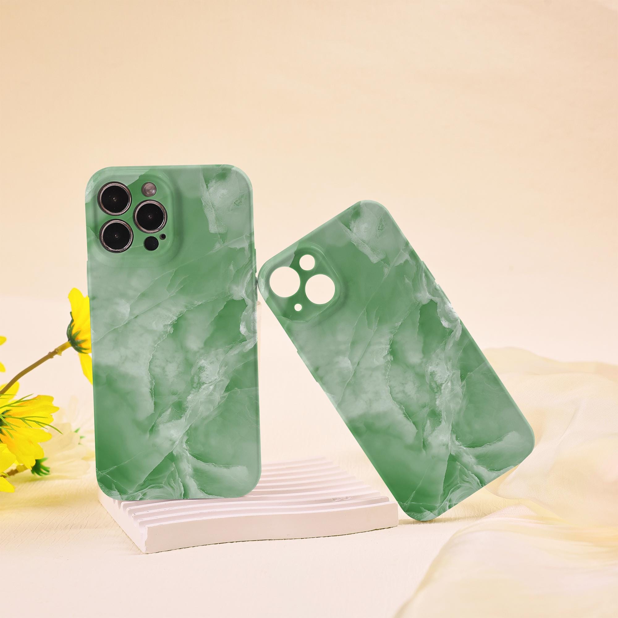 Green Marble iPhone Case New iPhone 16e Case Glossy Soft Case iPhone 15 14 13 12 11 Pro Max Mini XS XR X SE 8 Plus All Inclusive Lens Cover