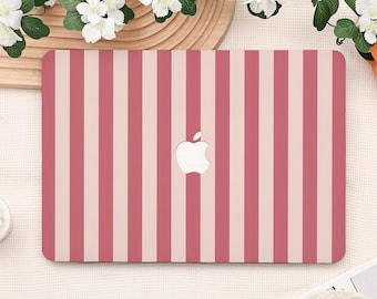 ピンクストライプ Macbook ハード ノートパソコンケース Pro 14 インチケース Macbook Air 13/11 Pro 13/14/15/16 2023 2024 M2 2025 M4 15/13 ノートパソコンケースカバー